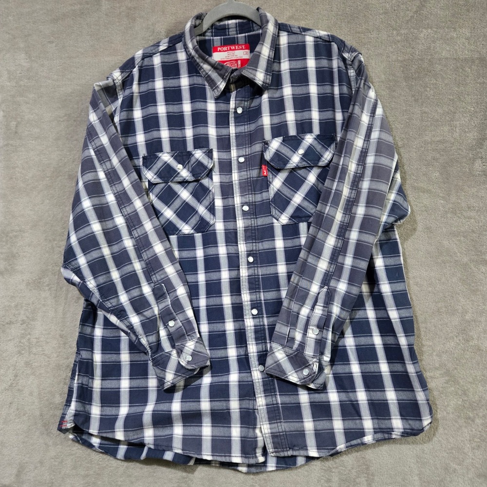 Flame Resistant Pearl Snap Shirt  XL Plaid Workwear Western Utility Industrial